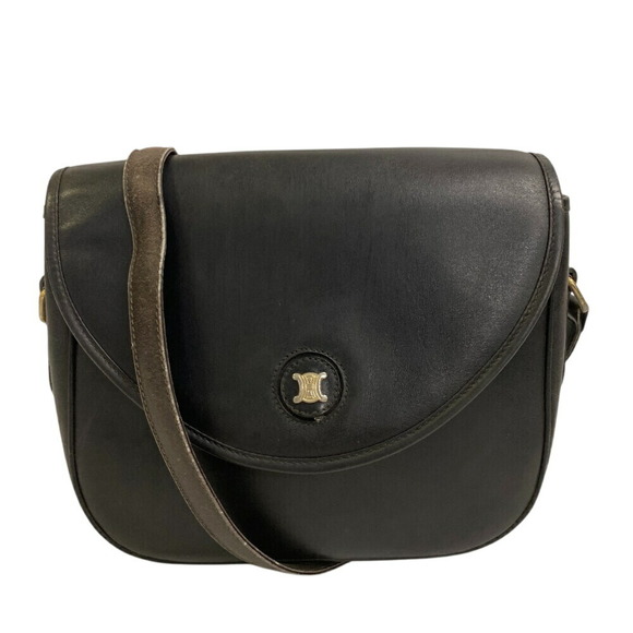 CELINE Triomphe Macadam Pochette Shoulder Bag, Women's, Black - Picture 1 of 10